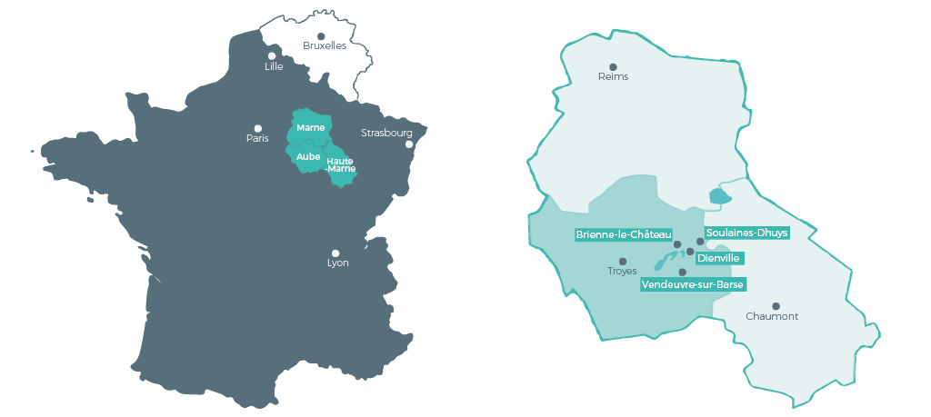 localisation grands lacs de champagne aube